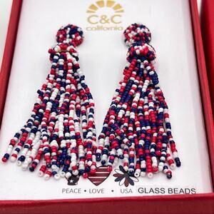 C&C California Women's Beaded Tassel Earrings NWT